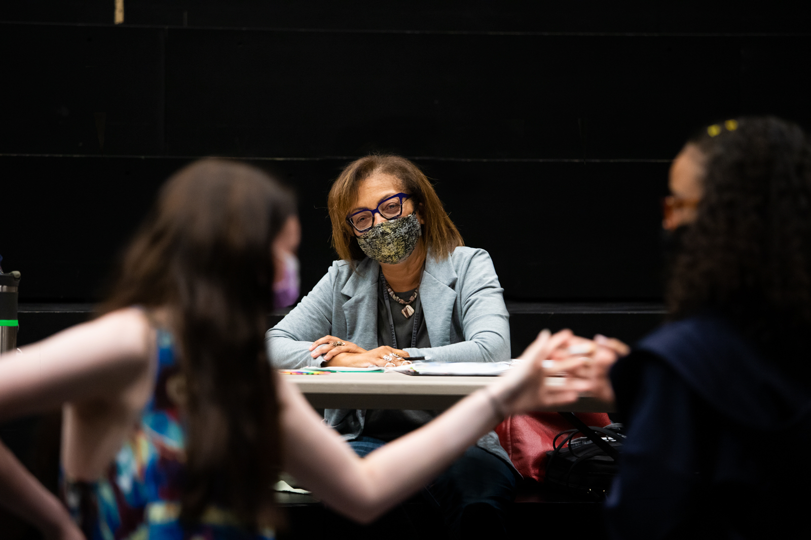 Price at a rehearsal for Angels In America At Macalester College. Photo credit Molly Miles