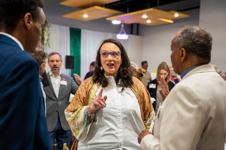 Tonya Allen talks with Central Minnesota leaders in St. Cloud. Credit: Molly Miles